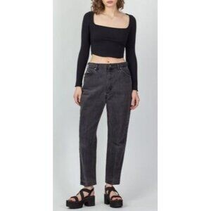 Vintage 90s Black Jeans Mom Jean High Waist Relaxed Taper Leg Grunge Retro Basic